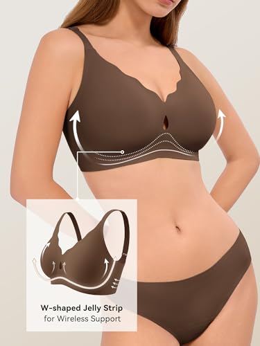 Image of LUCKMEEY Bras for Women No Underwire Wave Push Up Wireless Bra Seamless Bras Full Coverage Bralettes Lift Everyday Bras