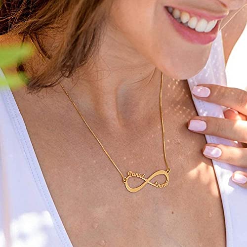 Customized Name Necklace, Moorcowry 18K Plated Gold Nameplate Necklaces Personalized Jewelry For Women Christmas Birthday Gift #TOP3