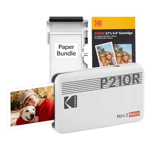KODAK Mini 2 Retro 4PASS Portable Photo Printer (2.1x3.4 inches) + 68 Sheets Bundle, White