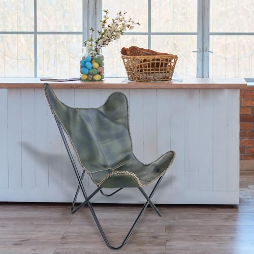 AmeriHome Genuine Leather Butterfly Chair