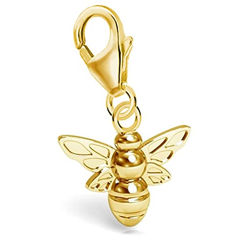 Goldene Hufeisen Mini Small Bee Charm Pendant for Charm Bracelet 925 Sterling Silver Gold-Plated, Sterling Silver Yellow Gold, Not applicable