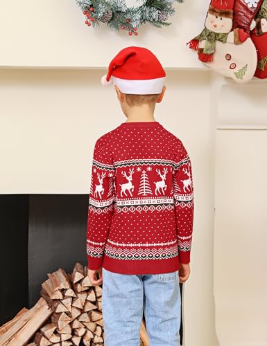 Image of Cowasto Mens Crewneck Christmas Sweater Family Matching Sets Knitted Sweater Pullover
