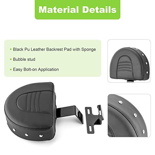 Mofun Heritage Softail Driver Backrest Mount Kit Compatible with 1993-2006 Harley Heritage Softail with Stock Seats, Pu Leather - Thumbnail 4