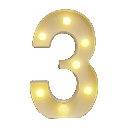 HiveNets - Lampe LED Décorative Design Numéro 0-9 pour anniversaire, fête de mariage - Décoration murale à suspendre