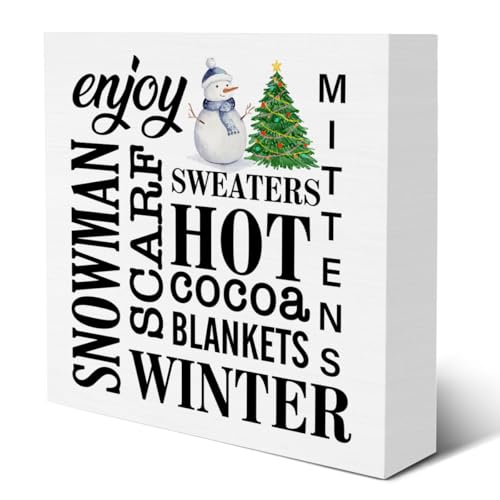 Winter Decorations Indoor Winter Wooden Box Sign Decorative Desk Sign