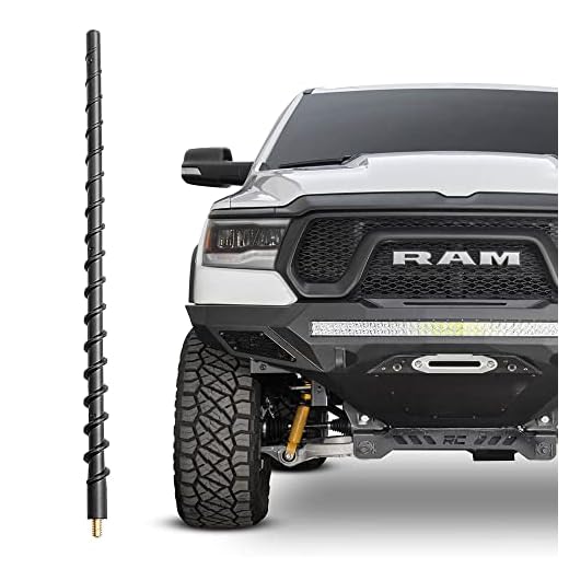KSaAuto 13 Inch Antenna for Dodge Ram 1500 2500 3500 2010-2023, Dodge Ram 1500 Antenna Replacement, Flexible Spiral Rubber Truck Dodge Ram 1500 accessories Designed for Optimized FM AM Radio Reception
