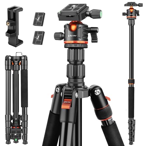 Image of Victiv 2-in-1 Aluminium Tripod Monopod with 360 Panoramic Ball Head, 198cm Tripod Stand for Phone & Camera Tripod, Camera Stand for Video Shooting, Compatible with Cameras and Phones, 8kg Max Load