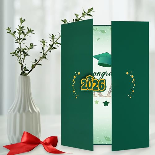 Image of Vlipoeasn 2PCS Graduation Guest Book Alternative, Green Gold Class of 2026 Party Decorations, Grad Signature Book for 2026 College High School, Unique Graduation Gifts for Friends