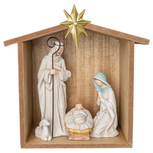 Image of Boston International Christmas Nativity Scene Tabletop Winter Holiday Decorations for Home, 10.5 inch x 10.25 inch, Holy Family Set