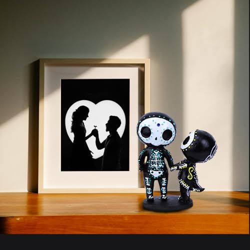 Estatua de pareja Calavera de Azúcar resina decorativa miniatura 3