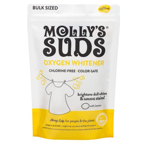 Image of Molly's Suds Natural Oxygen Whitener | Natural Bleach Alternative, Plant-Derived Ingredients | Whitens Brights and Brightens Colors (Pure Lemon Essential Oil - 79 oz)