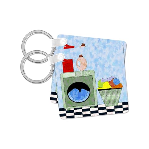 3dRose, Red Blue Green Laundry Room, set of 2 Key