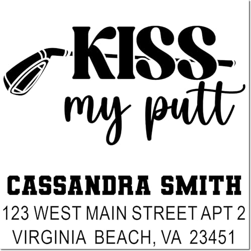 Image of Kiss My Putt Custom Golf Rubber Stamp, Personalized 1-5 /8 Square Wood Handle, Unique Gift for Golfers, Customize Gear and Accessories
