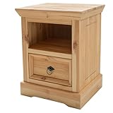 MATERIAL - Material: Kiefer massiv; Oberfläche: eichefarben gebeizt und geölt; Griffe: Metall, schwarz, Antikoptik; Beschläge: Metall