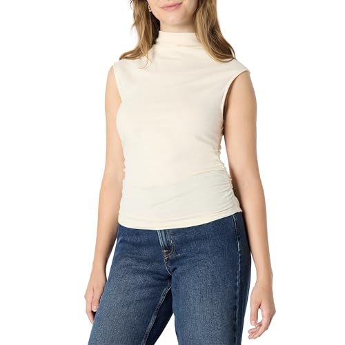 Amazon Essentials Women's Slim-Fit Sleeveless High-Neck Top, Cream, XX-Large
