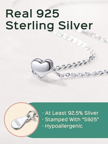 ChicSilver Personalized Tiny Heart/Star/Moon/Dot/Lotus Bracelet, Sterling Silver Dainty Link Chain Bracelet for Women Silver/Gold/Rose Gold(with Gift Box)4