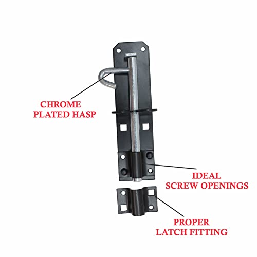 SUL Padbolt Heavy Duty Brenton Bolt Type 2A Sliding Gate Bolt Locakable padbolt 150mm for Shed Doors Gate Lock & Outhouse Doors Black Gate Bolt 150mm (6 Inch) (1 PK) - Image 4
