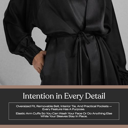 Image of Lunya Washable Silk Robes for Women - Lightweight Short Robes with Pockets, Removable Belt & Interior Tie - Multiple Colors