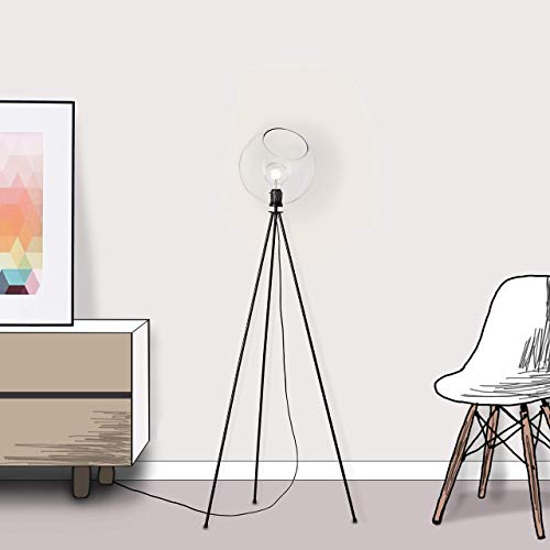 Lightbox Stehleuchte - Standleuchte dreibeinig, Ø 45cm, Fußschalter, E27 Fassung für max. 40 Watt - Metall/Glas