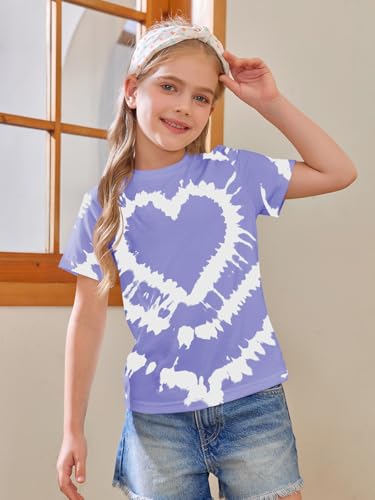 Image of Girls Short Sleeve T Shirts Kids Summer Tops Crewneck Tees 5-14 Years