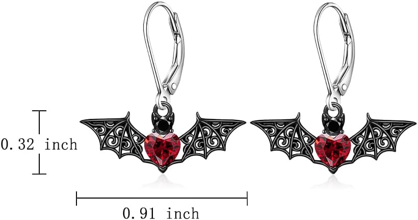 Bat Earrings Halloween Gifts for Women Halloween Earrings for Women Dangle Sterling Silver Vampire Dangling Black Bats Christmas Gifts - Image 8