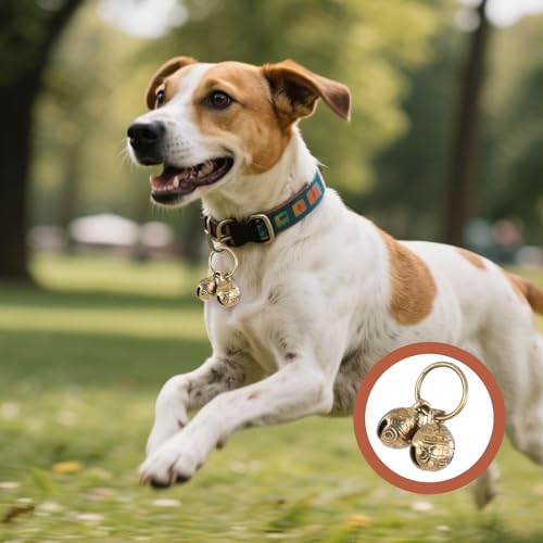 4 Stück Hundeglocke Katzenglocke, Extra Laute Katzen Hundeglocken Messing Haustier Tracker Glocken Halsbandglocke Anti-Verlust-Training Haustier-Anhänger-Zubehör Glocken für kleine Hunde und Katzen