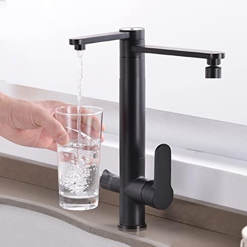 Robinet d'évier de cuisine double poignée mitigeur eau chaude et froide pivotant