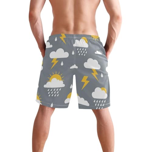 Men's Swim Trunks Quick Dry Swimming Shorts with Pocket Weather Icons Seamless Pattern Swimsuit Trunks2