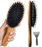 Kakating 1 Pack Wildschweinborsten-Haarbürste mit Nylonstiften – Paddelbürste zum Entwirren & Kopfhautmassage, Verleiht Glanz & Reduziert Frizz für Alle Haartypen