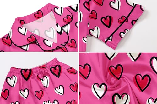 Image of Schbbbta Girls Womens Pajamas, Satin Silky Pjs Set Kids 2Pcs Button-Down Nightwear Sleepwear Gift for Mommy and me