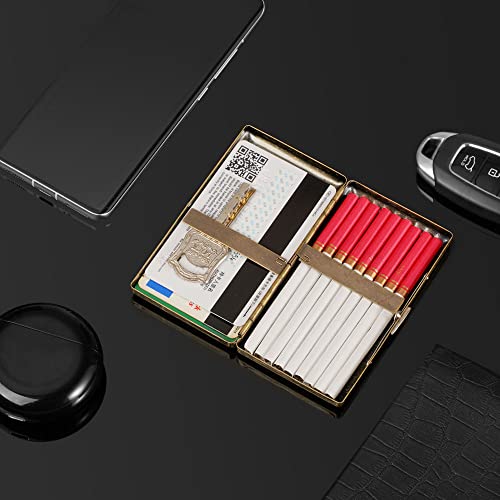 Retro Metal Cigarette Case King Size For Man Women 100Mm Tobacco Box 16 Capacity Sturdy Double Sided Spring Clip Open Pocket Holder Protective Security Wallet Vintage Bronze Birthday Christmas Gifts #TOP5