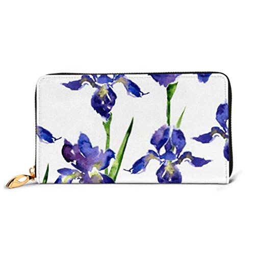 Preisvergleich Produktbild JHGFG Mode Handtasche Reißverschluss Brieftasche Vektor Nahtlose Blumenmuster Aquarell Iris Telefon Clutch Geldbörse Abendkupplung Blockieren Leder Brieftasche Multi Card