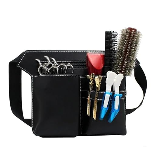 Sac banane pour ciseaux de coiffeur avec ceinture réglable noire
