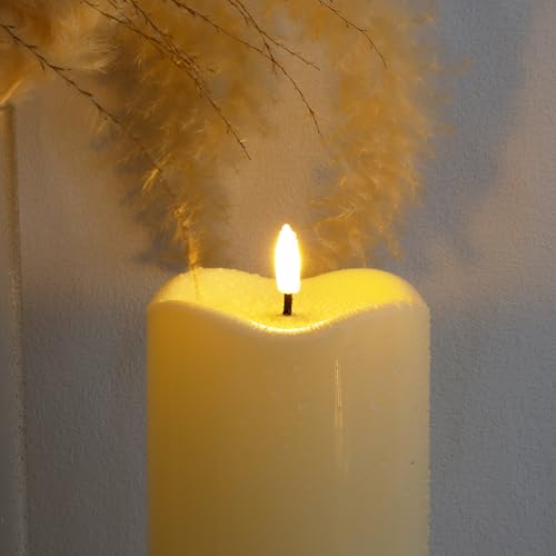 AFINETH 4" x14" Outdoor Candles with Timer Waterproof Large Flickering Flameless Candles with Remote Plastic Tall Pillar Candles for Indoor Outdoor Use, Ivory 1Pack by AFINETH - Used condition - Image 4