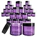 Beauticom 30 Pieces 30G/30ML(1 Oz) Thick Wall Round PURPLE CLEAR Plastic Container Jars with Black Flat Top Lids - Leak-Proof Jar - BPA Free