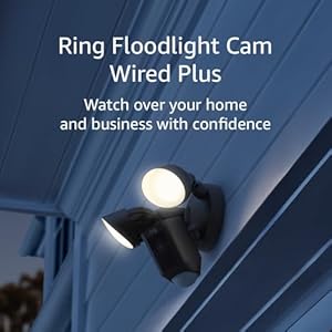 Ring Floodlight Cam Wired Plus (newest model), 1080p HD video with motion-activated floodlights, Black