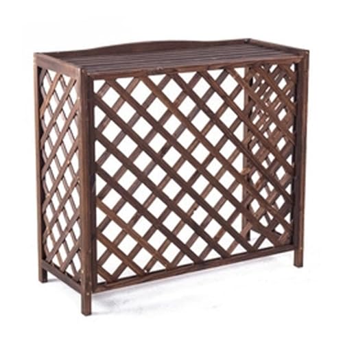 LYUCAYHQ Cubre Aire Acondicionado Exterior, Cubierta para Radiador, Armario Decorativo, Versátil Caja de Almacenamiento Enrejada de Madera de Abeto Marrón Oscuro(89x35x80cm/35x14x31in)