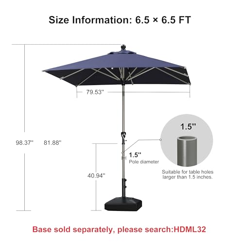 Image of PURPLE LEAF Outdoor Umbrella 6.5' x 6.5' Tilt Market Umbrella Navy Blue