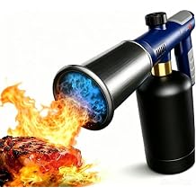 Propane Torch Gun, Flamethrower One-Touch Max Fire, Triple Safety Lock Grill Gun Torch for Cooking, Sous Vide, BBQ,Campfire Charcoal, Soldering Propane Tank Not Included Black