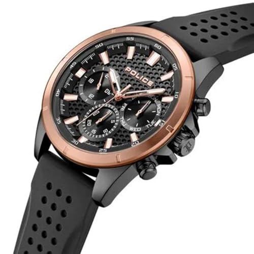 Image of Police Quartz Black Round Dial Men's Analog Watch | Silicone Strap Material | Water Resistant Watch - PLPEWJQ2204110