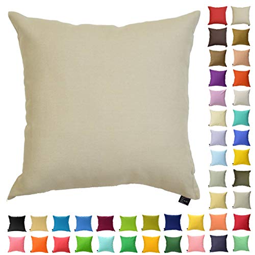 クッションカバー 60×60cm カラフル 多色展開 綿 ポリエステル インテリア ソファ シンプル 座椅子 ベッド 枕カバー 座布団 無地 車 北欧 (ベージュ)