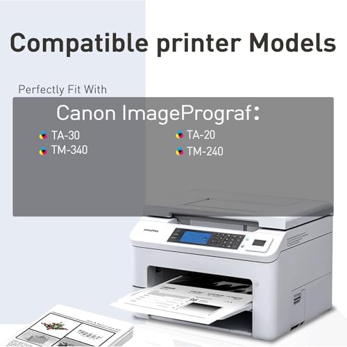 Image of PFI030 PFI-030 Set Ink Cartridge (5-Pack KCMYMBK) | Compatible for Canon PFI-030 PFI-030MBK PFI-030BK PFI-030C PFI-030M PFI-030Y for Canon ImagePrograf TA-20 TA-30