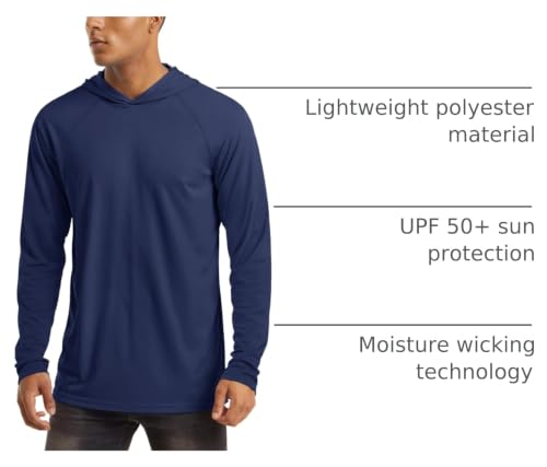 Image of MAGCOMSEN Men's Hooded UPF 50+ Sun Protection T Shirts Long Sleeve Athletic Fishing Shirts Rash Guards
