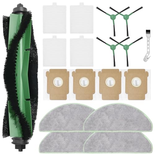 Accesorios para iRobot Roomba Plus 105 Combo+/Y0112/Y0110/Q0110/Q0120/104 Vac/105Vac aspiradora pieza de repuesto, 1 cepillo principal, 4 paño, 4 bolsas de polvo, 4 cepillos laterales, 4 filtros