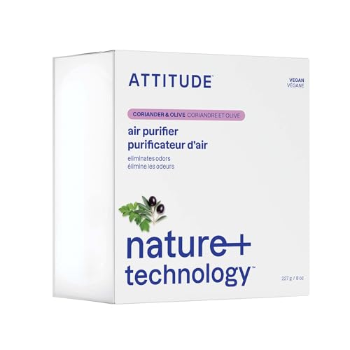 ATTITUDE Odor Eliminator with Activated Carbon, Plant-Based Air Purifier, Vegan, Coriander and Olive, 8 Ounces