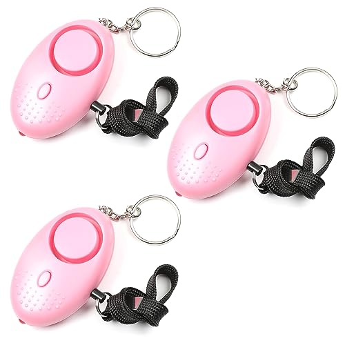 Image of Othmro 3Pcs 120DB Personal Security Alarm Keychains Safe Sound Personal Alarms with LED Lights Emergency Safety Alarm Keychains for Women Men Children Elderly Bags Backpacks Suitcases Pink