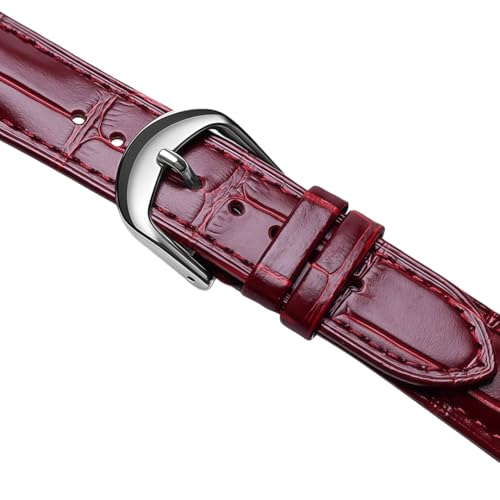 ROUREOX Pasek do zegarka Prawdziwa Skóra Wzór Aligatora, Wymienna Bransoletka z Tradycyjną Klamerką dla Ballon Bleu de Cartier-Biały+Srebrny 20mm*18mm