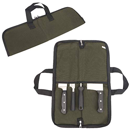 QEES Sacoche à Couteau De Cuisine Etui À Couteaux Vide Porte Couteaux Sac à Couteaux Pour Travail Camping Randonné Pique-nique (sac sans couteaux) Vert