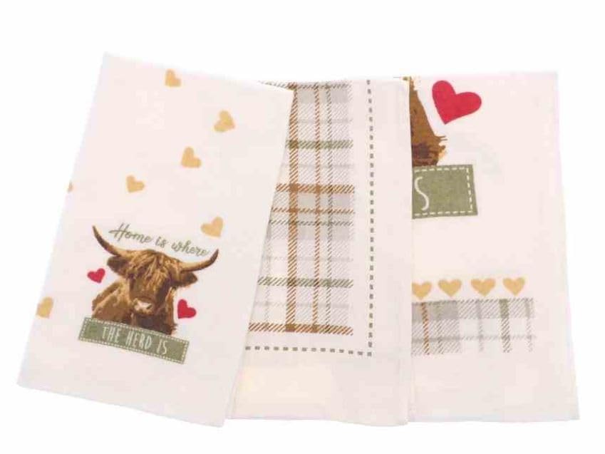 Otterdene Highland Cow - Paños de cocina (3 unidades)