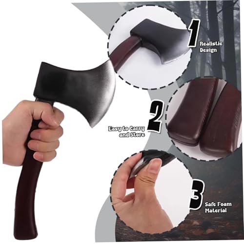 2Pcs Axes 11x4.9 Realistic Foam Axe Hatchet Halloween Costumes for Halloween Costume Party3